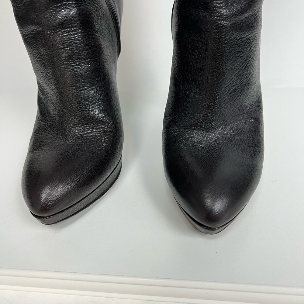 Prada Dark Brown Heeled Knee High Tall Boots Leather Size EU 41 - Picture 4 of 14